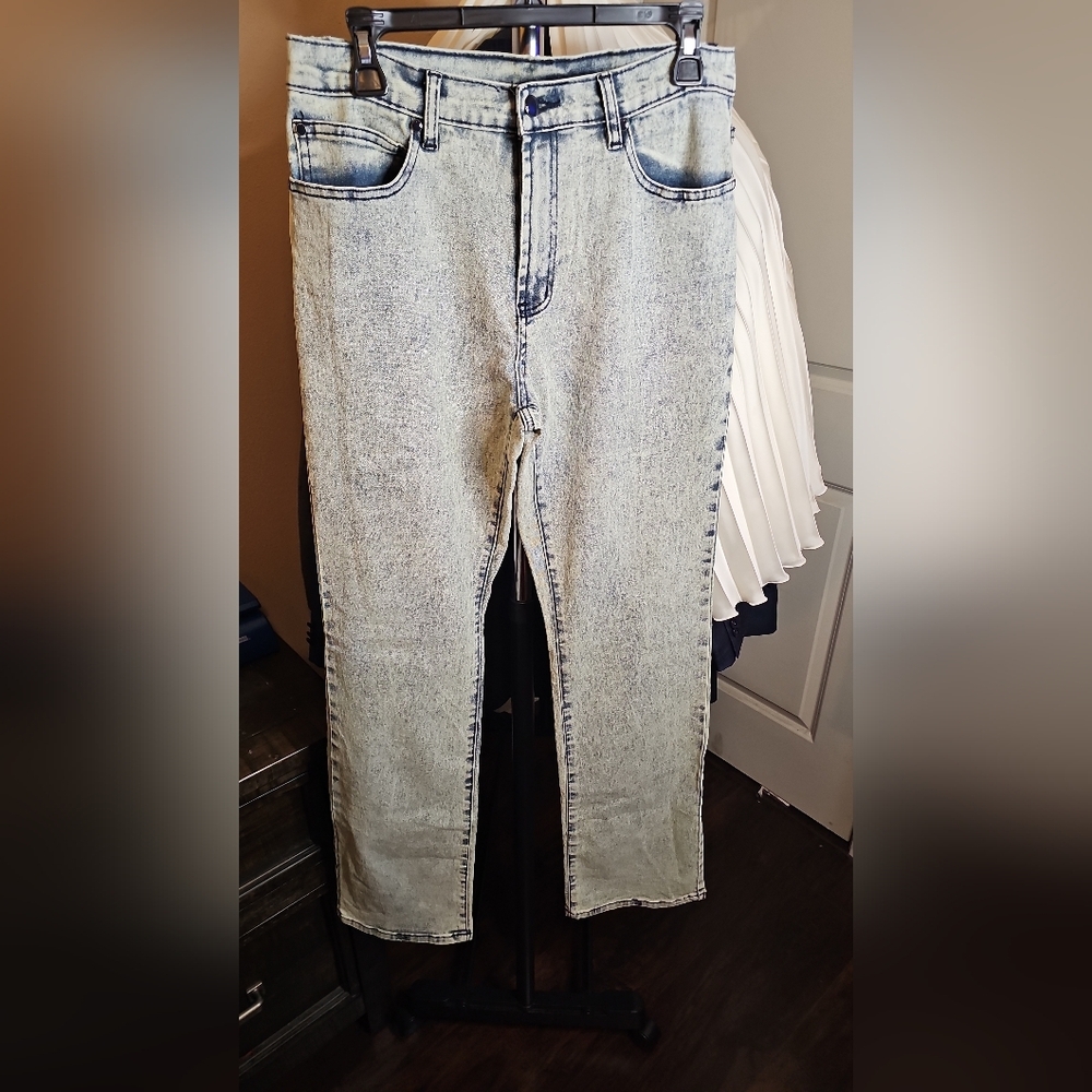 Diane Gilman Acid Wash Straight Leg Jeans